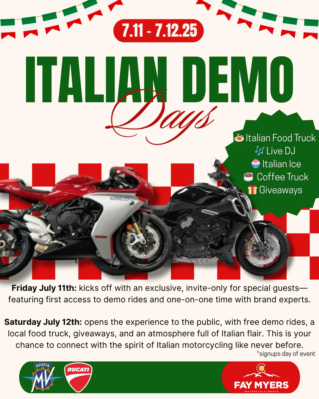 Read more about the article Italian Demo Days – Ride with Passion 07/11/25 and 07/12/25